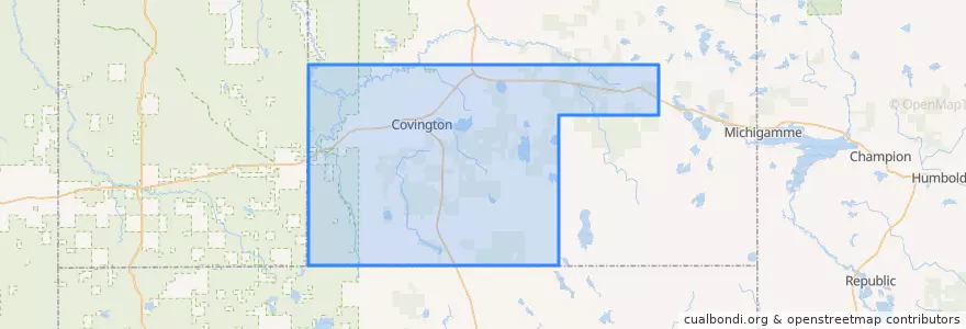 Mapa de ubicacion de Covington Township.