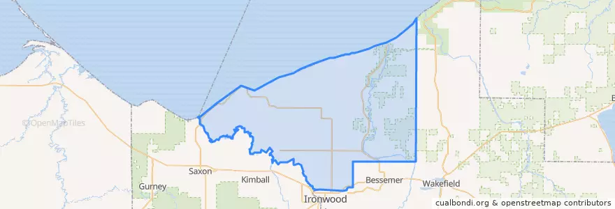 Mapa de ubicacion de Ironwood Township.