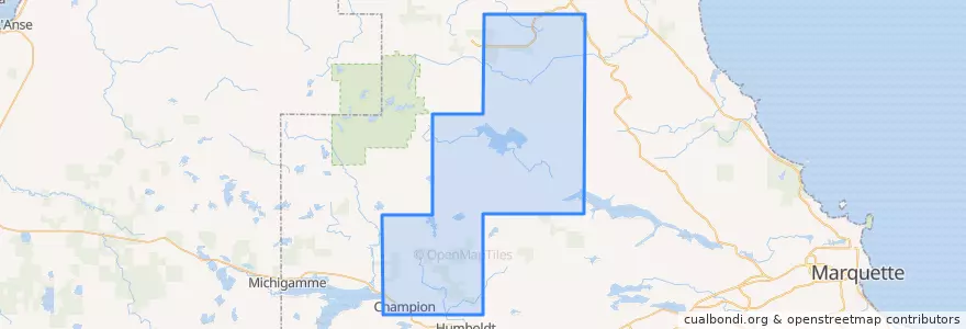 Mapa de ubicacion de Champion Township.