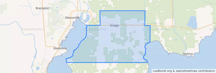 Mapa de ubicacion de Ensign Township.