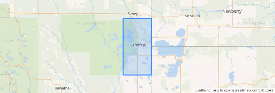 Mapa de ubicacion de Germfask Township.