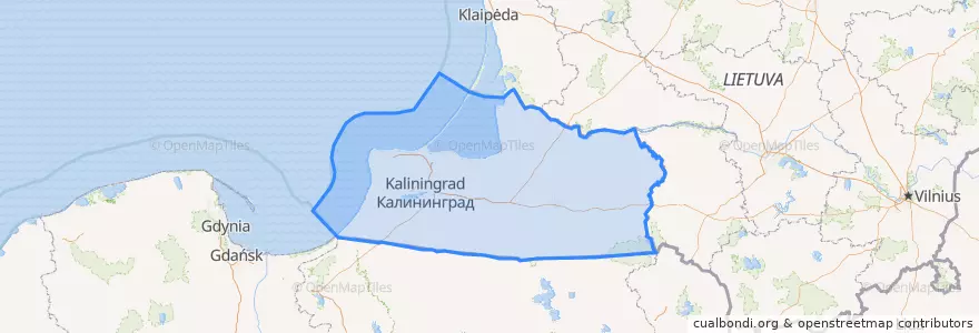 Mapa de ubicacion de Kaliningrad.