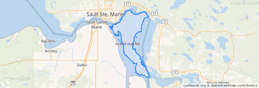 Mapa de ubicacion de Sugar Island Township.