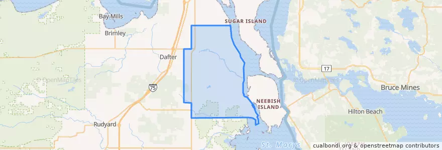 Mapa de ubicacion de Bruce Township.