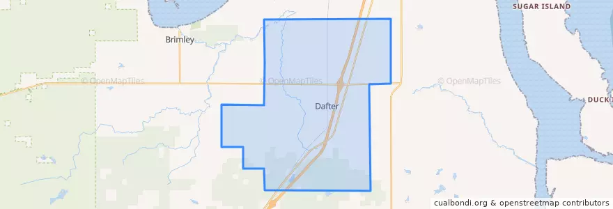 Mapa de ubicacion de Dafter Township.