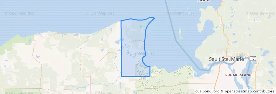 Mapa de ubicacion de Whitefish Township.