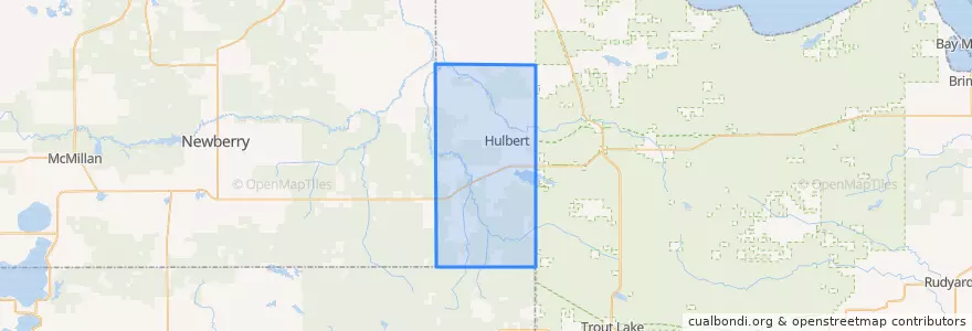 Mapa de ubicacion de Hulbert Township.