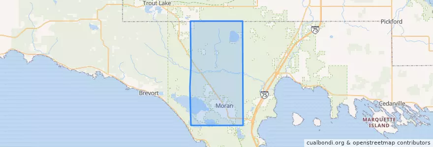 Mapa de ubicacion de Brevort Township.