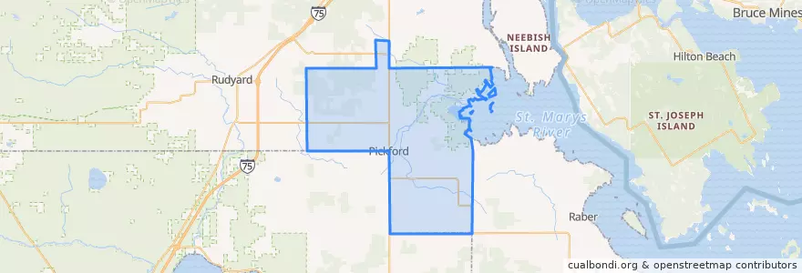 Mapa de ubicacion de Pickford Township.