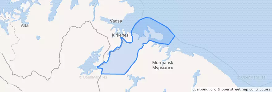 Mapa de ubicacion de Печенгский район.