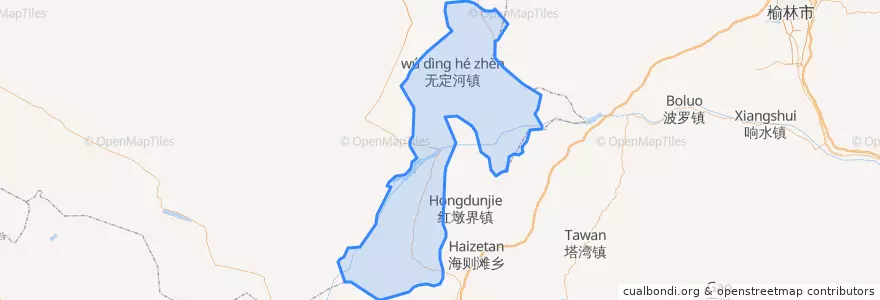 Mapa de ubicacion de 无定河镇.