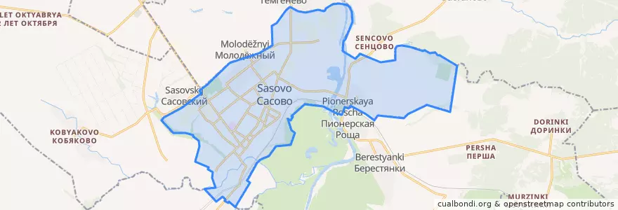 Mapa de ubicacion de городской округ Сасово.
