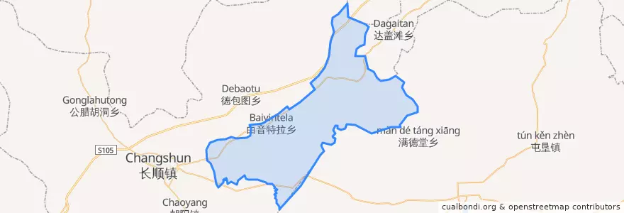 Mapa de ubicacion de 白音特拉乡.