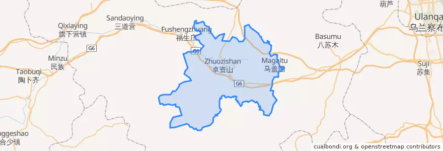 Mapa de ubicacion de 卓资山镇.