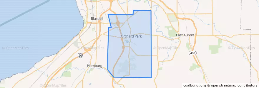 Mapa de ubicacion de Orchard Park Town.