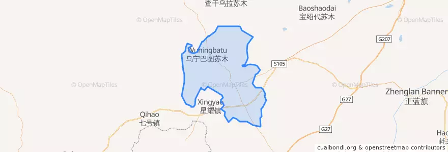 Mapa de ubicacion de 明安图镇.