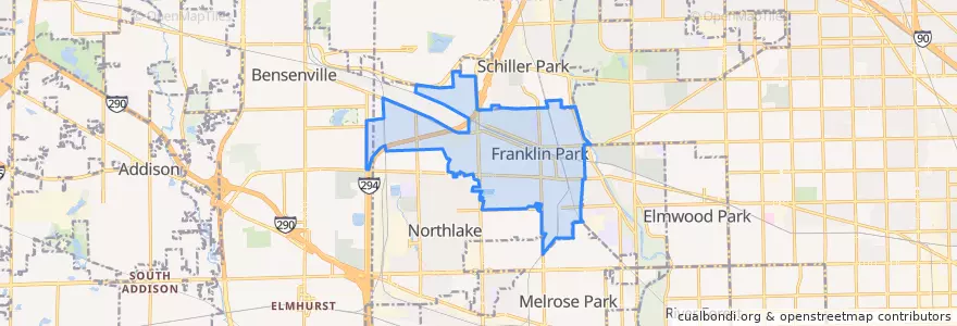 Mapa de ubicacion de Franklin Park.