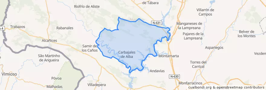 Mapa de ubicacion de Tierra de Alba.