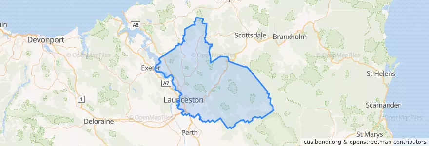 Mapa de ubicacion de City of Launceston.
