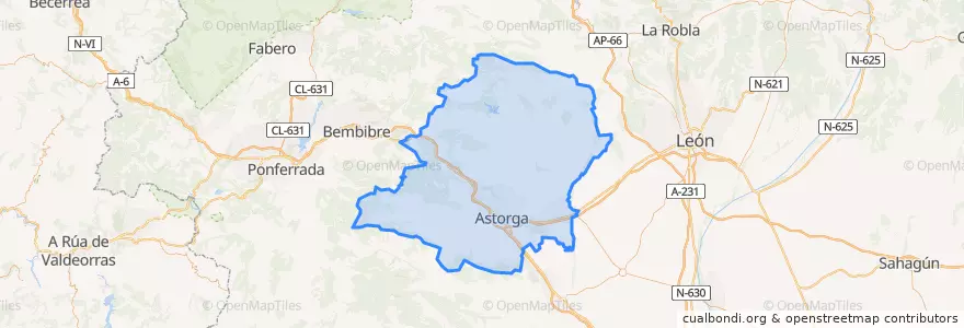 Mapa de ubicacion de Tierra de Astorga.