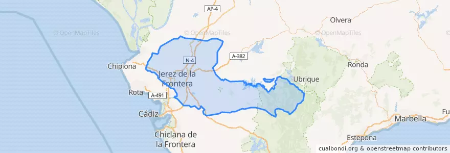 Mapa de ubicacion de Campiña de Jerez.