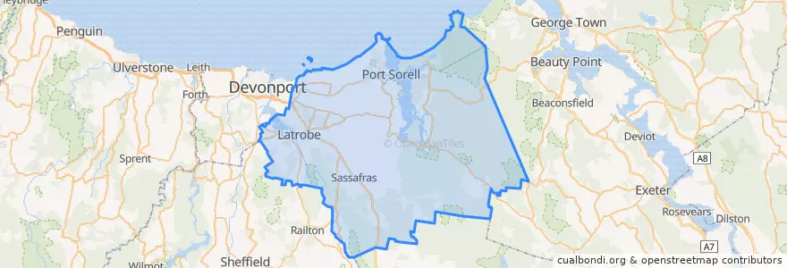 Mapa de ubicacion de Latrobe.