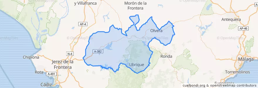 Mapa de ubicacion de Sierra de Cádiz.