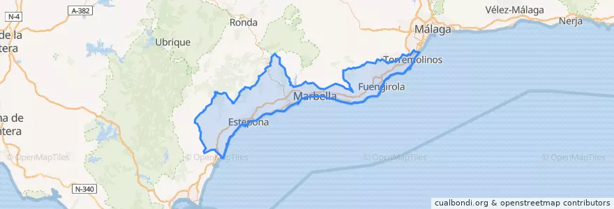 Mapa de ubicacion de Costa del Sol Occidental.