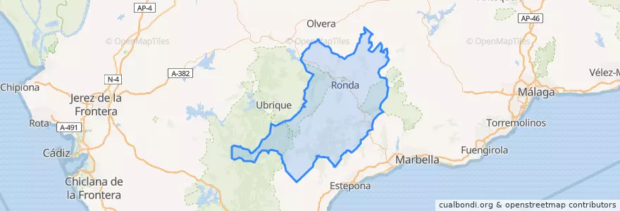 Mapa de ubicacion de Serranía de Ronda.