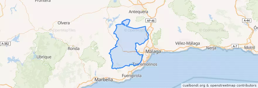Mapa de ubicacion de Valle del Guadalhorce.