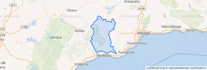 Mapa de ubicacion de Sierra de las Nieves.