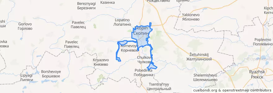 Mapa de ubicacion de городской округ Скопин.