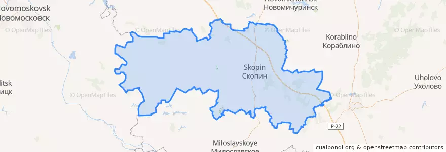 Mapa de ubicacion de Скопинский район.