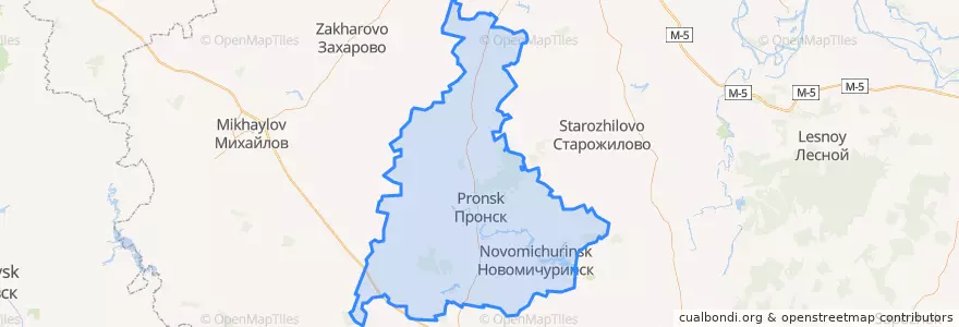 Mapa de ubicacion de Пронский район.
