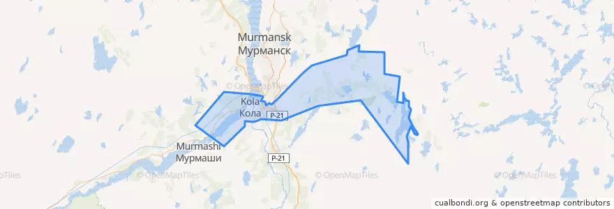 Mapa de ubicacion de городское поселение Кола.