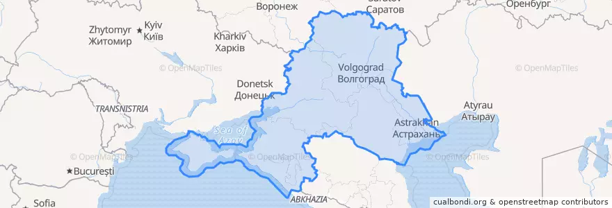 Mapa de ubicacion de Южный федеральный округ.