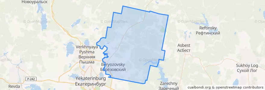 Mapa de ubicacion de Берёзовский городской округ.