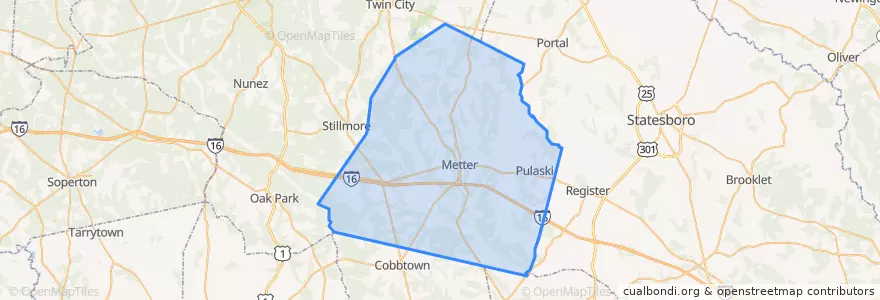 Mapa de ubicacion de Candler County.