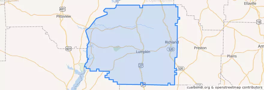 Mapa de ubicacion de Stewart County.