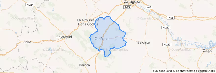 Mapa de ubicacion de Campo de Cariñena.