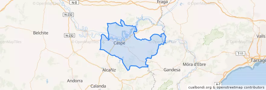 Mapa de ubicacion de Bajo Aragón-Caspe / Baix Aragó-Casp.