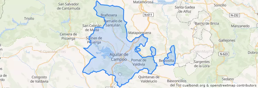 Mapa de ubicacion de Aguilar de Campoo.