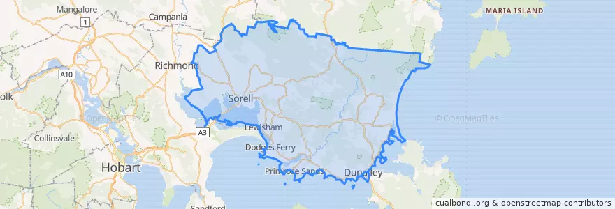 Mapa de ubicacion de Sorell.