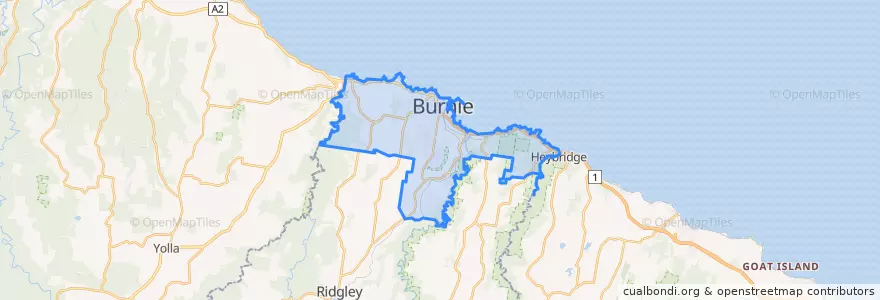 Mapa de ubicacion de Burnie.