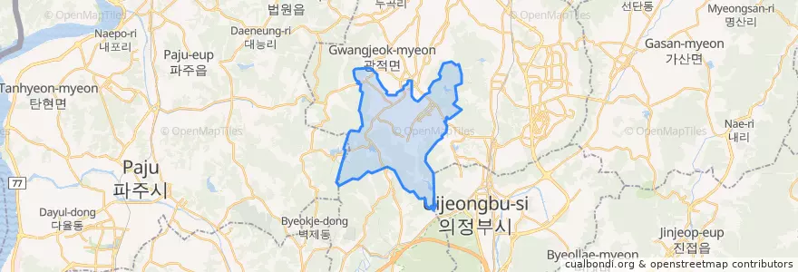 Mapa de ubicacion de 백석읍.