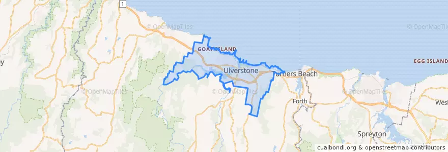 Mapa de ubicacion de Ulverstone.