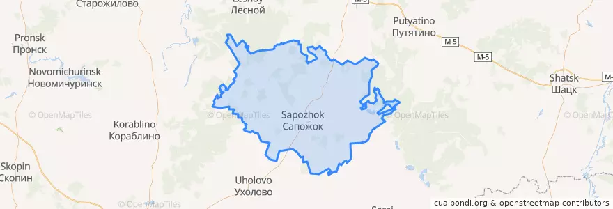 Mapa de ubicacion de Сапожковский район.