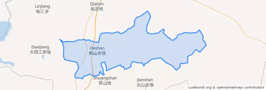 Mapa de ubicacion de 鹤山农场.