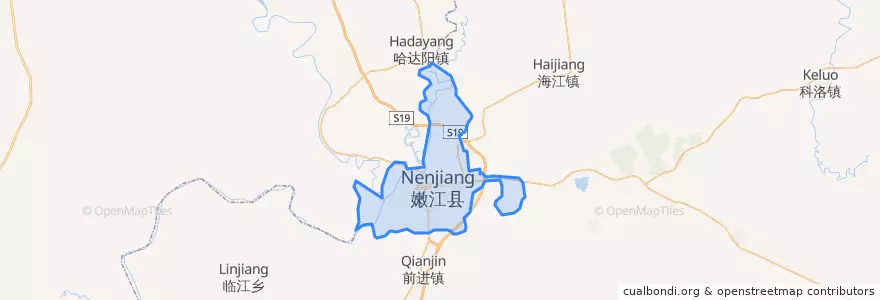 Mapa de ubicacion de 嫩江镇.