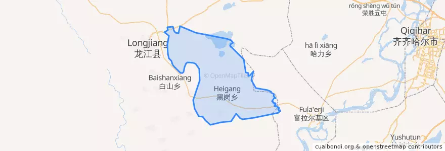 Mapa de ubicacion de 黑岗乡.